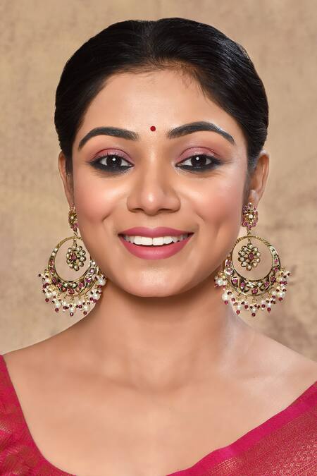 Zevar By Geeta_Gold Plated Stones, Pearls Jadau And Chandbalis _at_Aza_Fashions