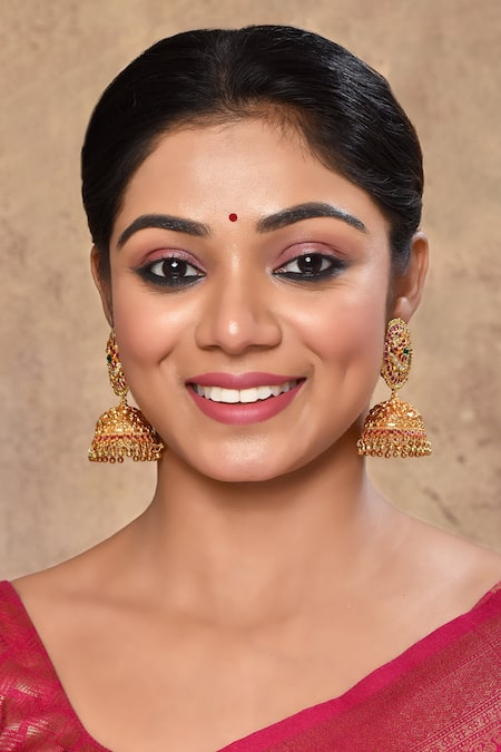 Shop_Studio6 Jewels_Multi Color Stones Studded Jhumkis _Online_at_Aza_Fashions