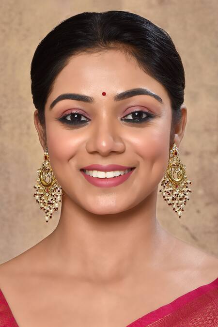 Shop_Studio6 Jewels_White Pearls, Stones Drop Dangler Earrings _Online_at_Aza_Fashions