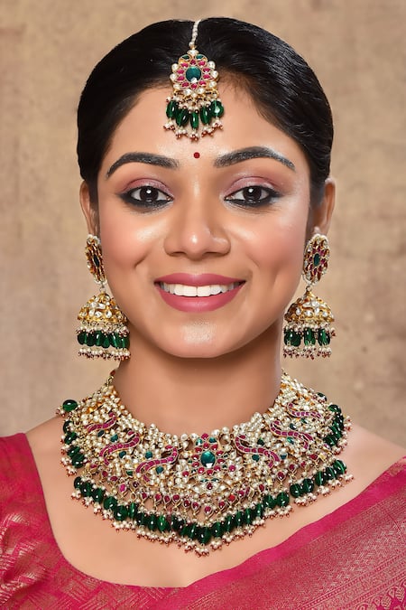 Buy_Studio6 Jewels_Multi Color Pearls, Stones Studded Necklace Set 