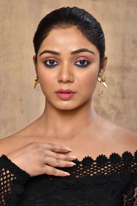 Shop_Nepra By Neha Goel_Gold Plated Geometric Shape Studs_Online_at_Aza_Fashions