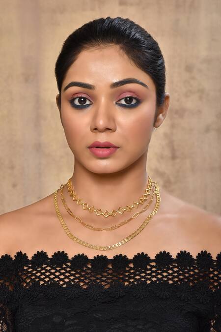 Buy_Nepra By Neha Goel_Gold Plated Layered Chain Link Necklace_Online_at_Aza_Fashions
