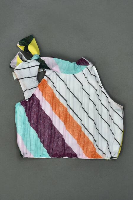 Shop_Maaikid_Multi Color Georgette, Cotton Striped Pattern Top And Palazzo Set _Online_at_Aza_Fashions