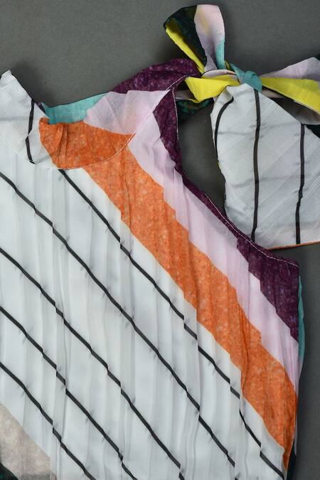 Maaikid_Multi Color Georgette, Cotton Striped Pattern Top And Palazzo Set _at_Aza_Fashions