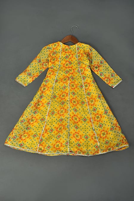 Maaikid Checkered Print Anarkali With Dupatta 