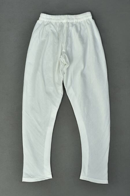 Maaikid_Aqua Silk, Cotton Embroidery, Zari Zardosi Butti Asymmetrical Sherwani Set _at_Aza_Fashions