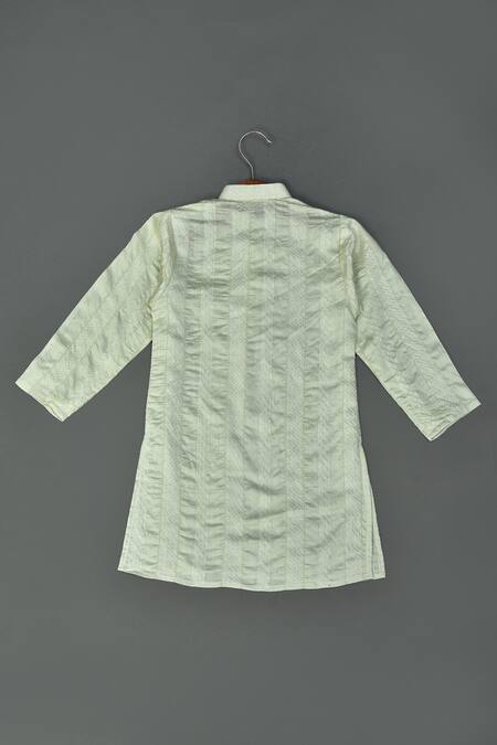 Buy_Maaikid_Wine , Satin Embroidery Floral Bundi And Kurta Set _Online_at_Aza_Fashions