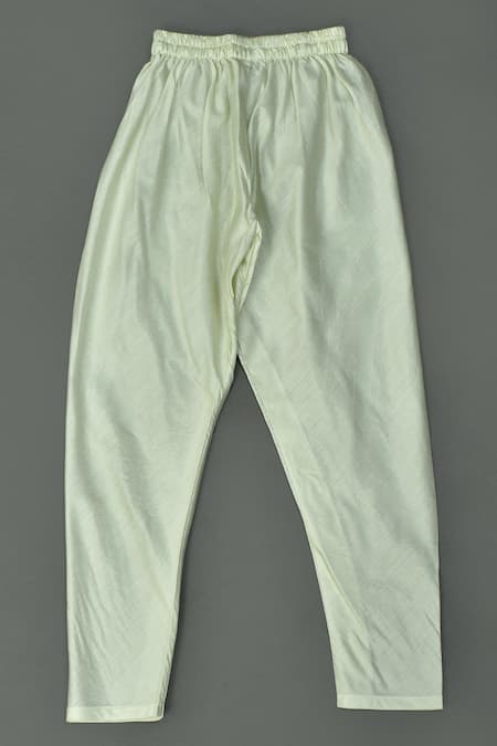 Maaikid_Wine , Satin Embroidery Floral Bundi And Kurta Set _at_Aza_Fashions