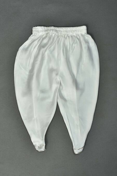 Shop_Maaikid_Yellow , Satin, Silk Pearls Embroidered Peplum Top And Dhoti Pant Set _Online_at_Aza_Fashions