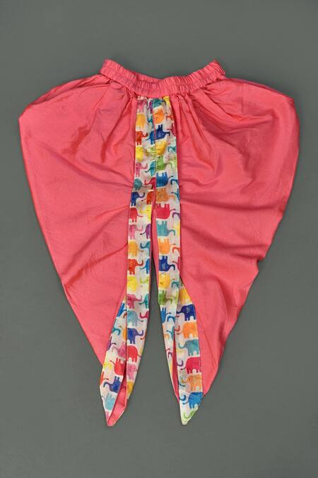 Shop_Maaikid_Multi Color , Silk, Satin Elephant Print Sherwani Set _Online_at_Aza_Fashions