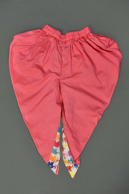 Maaikid_Multi Color , Silk, Satin Elephant Print Sherwani Set _at_Aza_Fashions