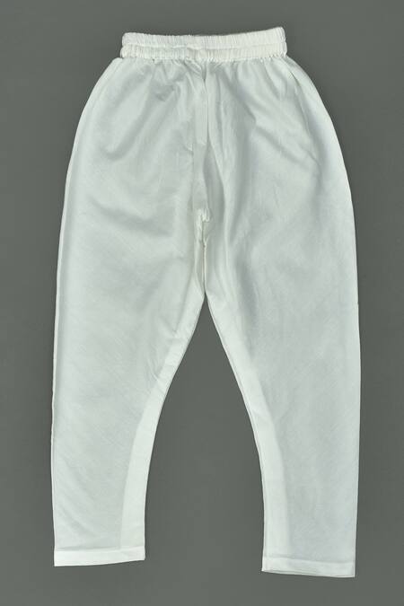 Shop_Maaikid_Yellow Cotton Silk, Art Silk, Lining  Letter Motif Embroidered Sherwani Set _Online_at_Aza_Fashions