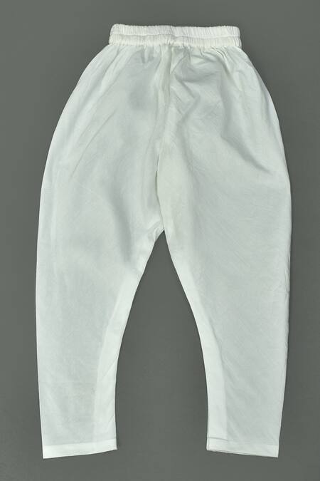 Maaikid_Yellow Cotton Silk, Art Silk, Lining  Letter Motif Embroidered Sherwani Set _at_Aza_Fashions