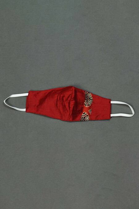 Maaikid_Red Modal, Cotton, Silk Ajrakh Print Kurta And Pyjama Set _at_Aza_Fashions