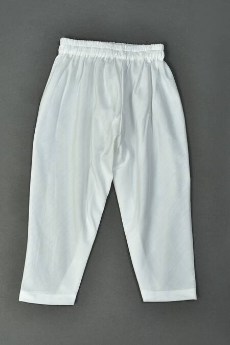 Maaikid_Blue Organza, Cotton, Silk Mirrors Printed Kurta And Pyjama Set _at_Aza_Fashions