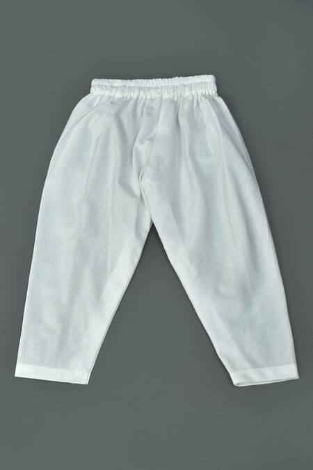 Maaikid_Organza, Cotton Satin, Cotton, Silk Mirrors Embroidered Kurta And Pyjama Set _at_Aza_Fashions