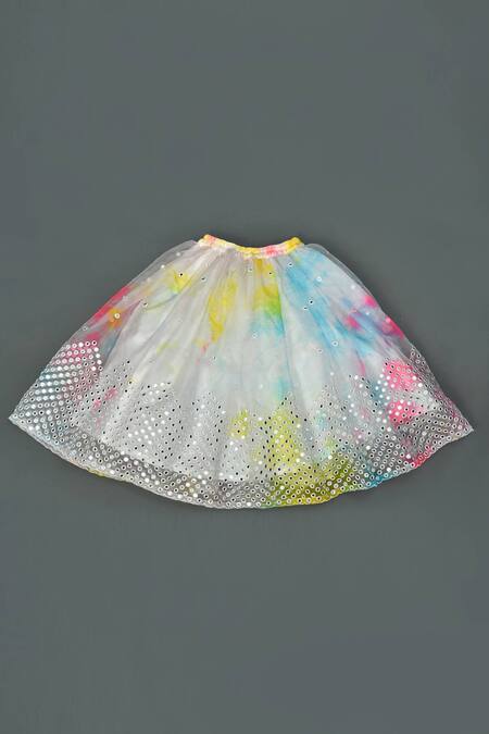 Maaikid_Multi Color Organza Mirrors Embroidered Top And Lehenga Set _at_Aza_Fashions