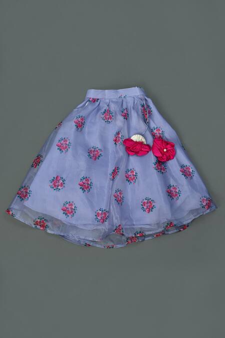 Shop_Maaikid_Fuchsia Silk, Organza Embroidery, Mirrors Lehenga Set With Sling Bag _Online_at_Aza_Fashions