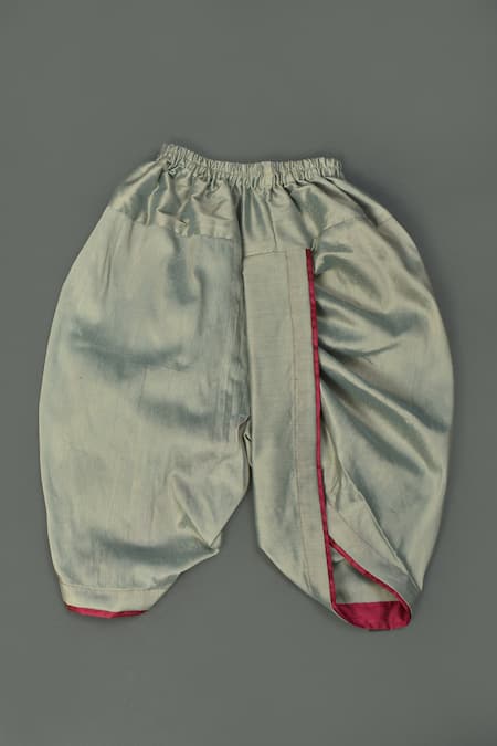 Maaikid_Pink Cotton, Silk Embroidery Sherwani Set _at_Aza_Fashions