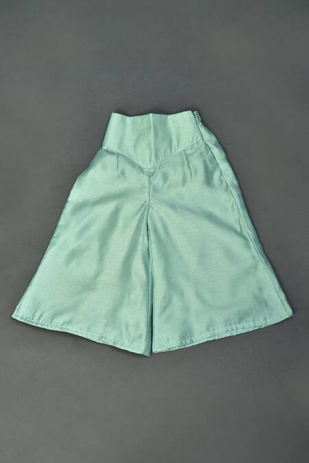 Buy Maaikid Green Chanderi, Cotton Embroidery Embellished Cuff Sleeve Top And Palazzo Set Online at Aza Fashions Buy_Maaikid_Green Chanderi, Cotton Embroidery Embellished Cuff Sleeve Top And Palazzo Set _Online_at_Aza_Fashions