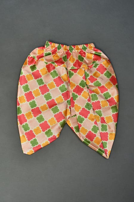 Maaikid_Yellow Cotton, Silk Embroidery Krishna And Flute Embellished Kurta Set _at_Aza_Fashions