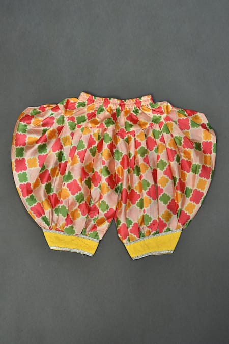 Maaikid_Yellow Cotton, Silk Embroidery Radha Embellished Kurta And Afghani Pant Set _at_Aza_Fashions