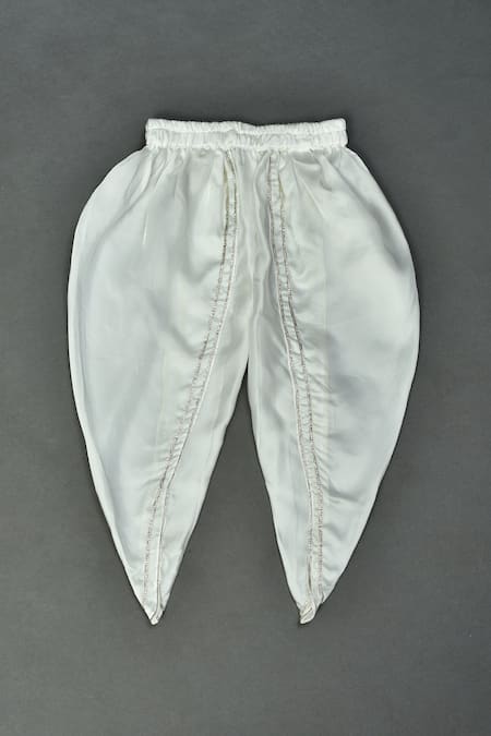 Shop_Maaikid_Pink Chanderi, Cotton Embroidery Kurta And Dhoti Pant Set _Online_at_Aza_Fashions