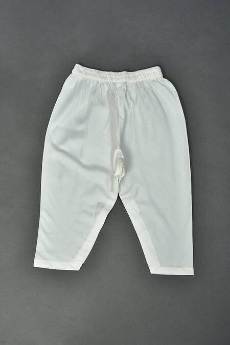 Shop_Maaikid_Pink Chanderi, Cotton Gota Patti, Piping Embellished Kurta And Pyjama Set _Online_at_Aza_Fashions