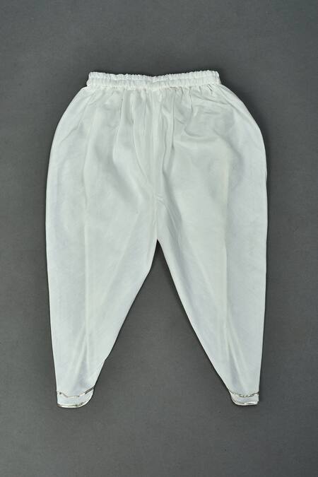 Maaikid_Green Silk, Cotton Embroidery Zardozi Peplum Top And Afghani Pant Set _at_Aza_Fashions