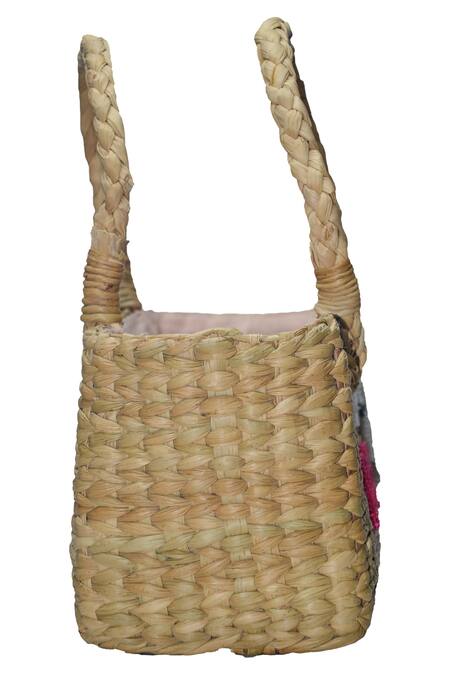 Buy_Ginn And Tonik_Beige Beads And Sequin Paix Basket Woven Beach Bag_Online_at_Aza_Fashions
