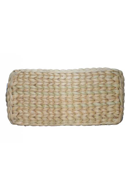 Shop_Ginn And Tonik_Beige Beads And Sequin Paix Basket Woven Beach Bag_Online_at_Aza_Fashions