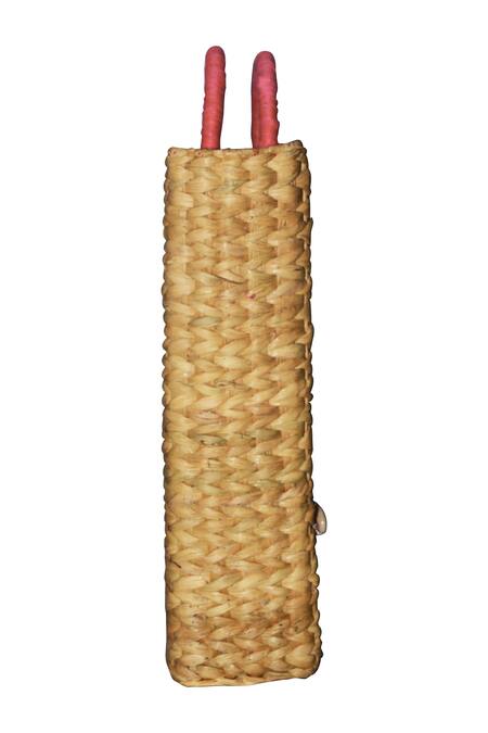 Ginn And Tonik_Beige Beads Prism Evil Eye Woven Beach Bag_Online_at_Aza_Fashions