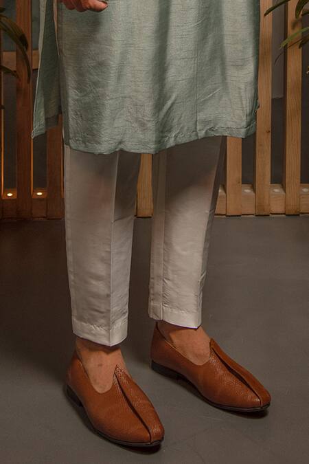 Buy_Darshika Menswear_Green Silk, Satin, Linen Pearls, Embroidery Bundi And Kurta Set _Online_at_Aza_Fashions