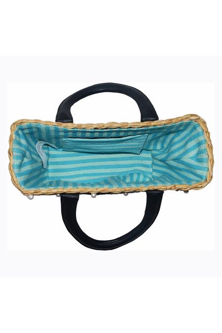 Buy_Ginn And Tonik_Beige Beads Evil Eye Embellished Basket Woven Beach Bag_Online_at_Aza_Fashions