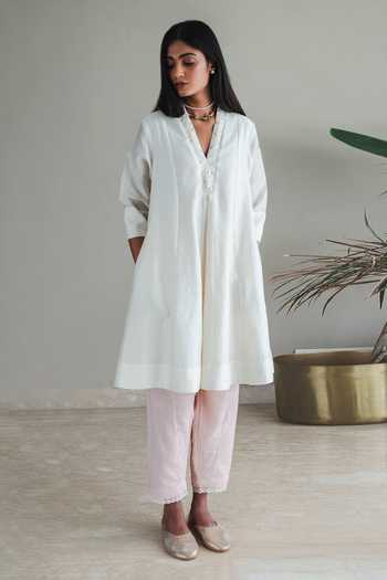 Ivory Rococco Kurti Fharsi Salwar main image 0