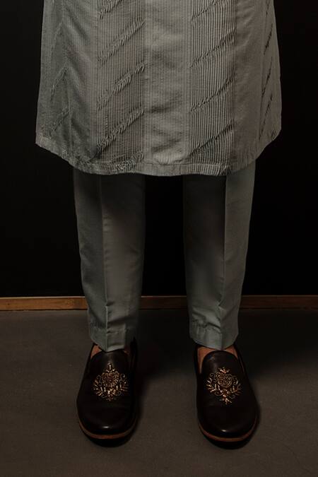 Buy Darshika Menswear Blue Cotton, Silk Panelled Pintuck Kurta Set Online at Aza Fashions Buy_Darshika Menswear_Blue Cotton, Silk Panelled Pintuck Kurta Set _Online_at_Aza_Fashions