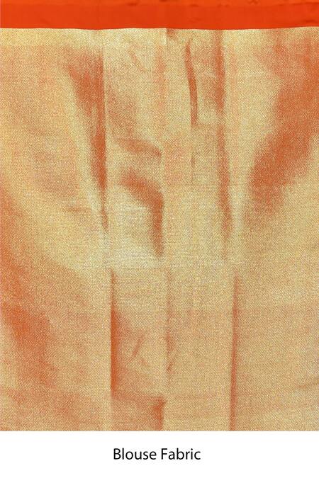 Samyukta Singhania_Orange Kota Doria Embroidery Woven Leaf Motifs Saree With Running Blouse_Online_at_Aza_Fashions