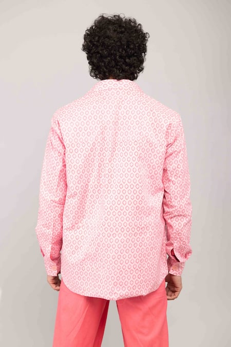 Kalakaari By Sagarika_Pink Cotton Hand Block Printed Jacket Pant Set _at_Aza_Fashions