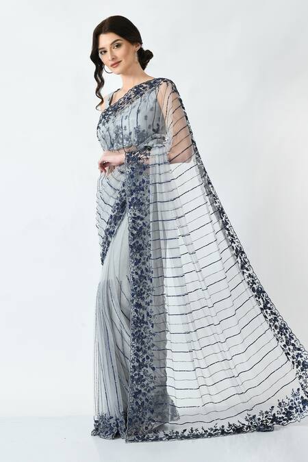 Buy Mehar Grey Net Sequins, Cut Work And Cutdana Hand Embroidered Saree Online at Aza Fashions Buy_Mehar_Grey Net Sequins, Cut Work And Cutdana Hand Embroidered Saree _Online_at_Aza_Fashions