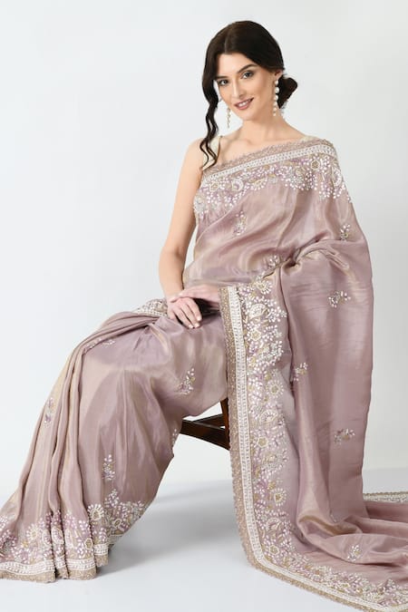 Buy Mehar Beige Organza, Tissue Cut Work, Sequins Flower Embroidered Saree Online at Aza Fashions Buy_Mehar_Beige Organza, Tissue Cut Work, Sequins Flower Embroidered Saree _Online_at_Aza_Fashions