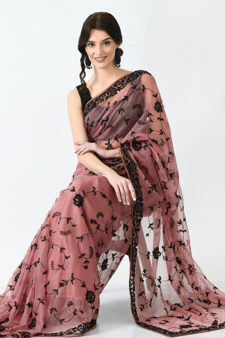 Buy Mehar Peach Organza Cut Work, Embroidery Flower Vine Hand Saree Online at Aza Fashions Buy_Mehar_Peach Organza Cut Work, Embroidery Flower Vine Hand Saree _Online_at_Aza_Fashions