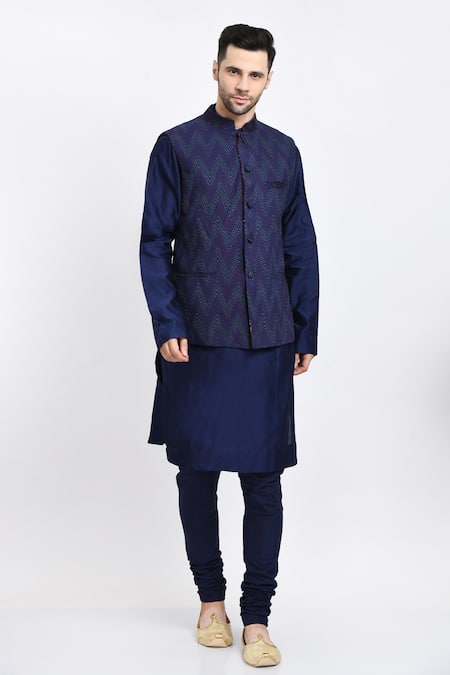 Buy Samant Chauhan Blue , Satin, Silk Embroidery Reversible Bundi And Kurta Set Online at Aza Fashions Buy_Samant Chauhan_Blue , Satin, Silk Embroidery Reversible Bundi And Kurta Set _Online_at_Aza_Fashions