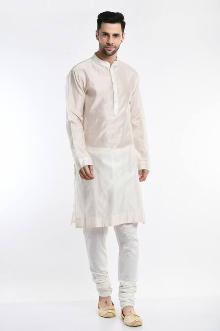 Samant Chauhan_Ivory Vegan Leather Printed Geometric Bundi And Kurta Set _Online_at_Aza_Fashions