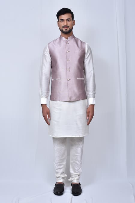 Buy_Arihant Rai Sinha_Purple Silk Art Bundi And Kurta Set_Online_at_Aza_Fashions