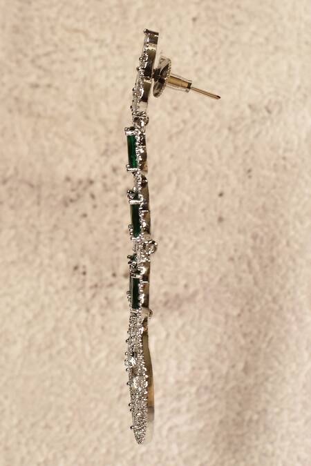 Nazaakat By Samara Singh_Silver Plated Stone Embellished Cutwork Chandbalis_at_Aza_Fashions