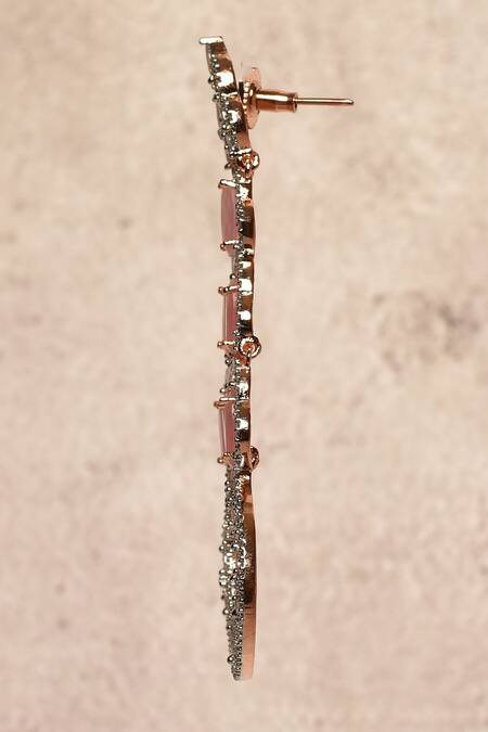 Nazaakat By Samara Singh_White Stone Embellished Long Chandbalis_at_Aza_Fashions