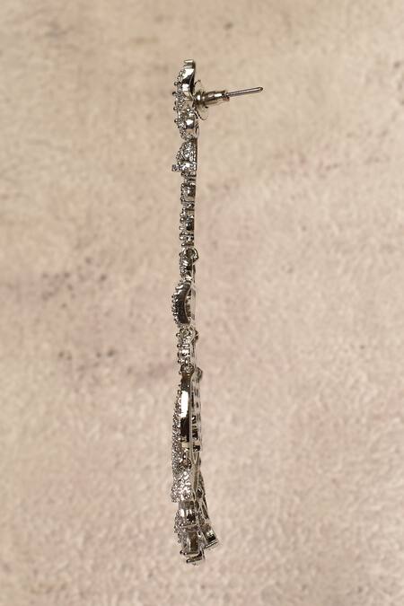 Buy_Nazaakat By Samara Singh_Silver Plated Flower Shaped Long Earrings_Online_at_Aza_Fashions