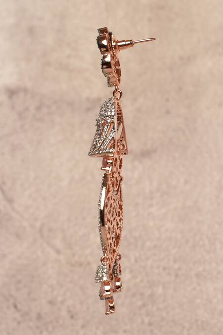 Buy_Nazaakat By Samara Singh_Silver Plated Florette Shaped Cutwork Long Earrings_Online_at_Aza_Fashions