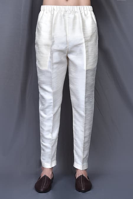 Buy_Arihant Rai Sinha_Cream Silk, Jacquard Asymmetric Sherwani Set _Online_at_Aza_Fashions