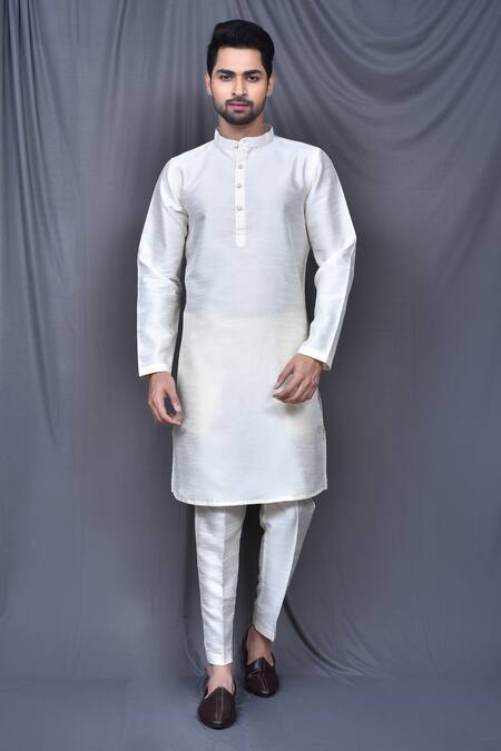 Shop_Arihant Rai Sinha_Blue Bundi And Kurta Silk Blend Embroidered Floral Thread Work & Contrast Set_Online_at_Aza_Fashions
